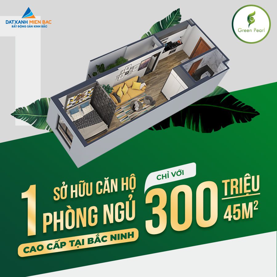 Căn Hộ 1 Phòng Ngủ Green Pearl Bắc Ninh